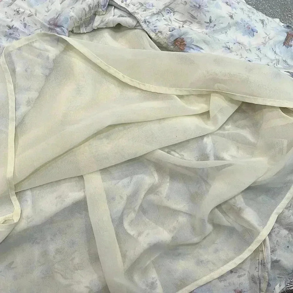 [S]American Eagle  Double spaghetti Straps Floral Ruffle Maxi Tiered Dress - Picture 13 of 14